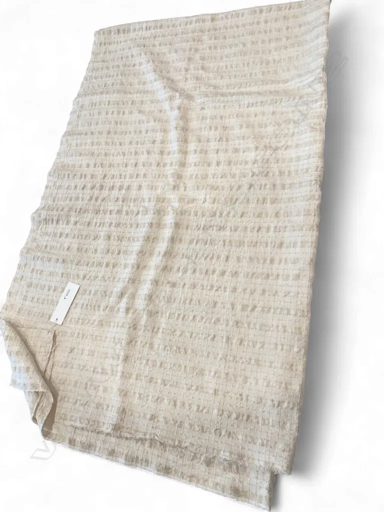 Fabric Length - silk/cotton - Europe - cream coloured - raised horizontal band, 200 x 118cm Image 1++